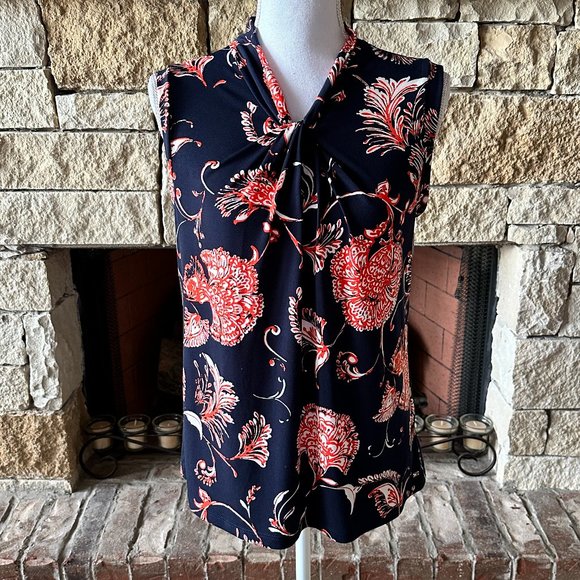 Tommy Hilfiger Tops - Tommy Hilfiger Floral Twist Front Sleeveless Tank Shell Top Women's Medium